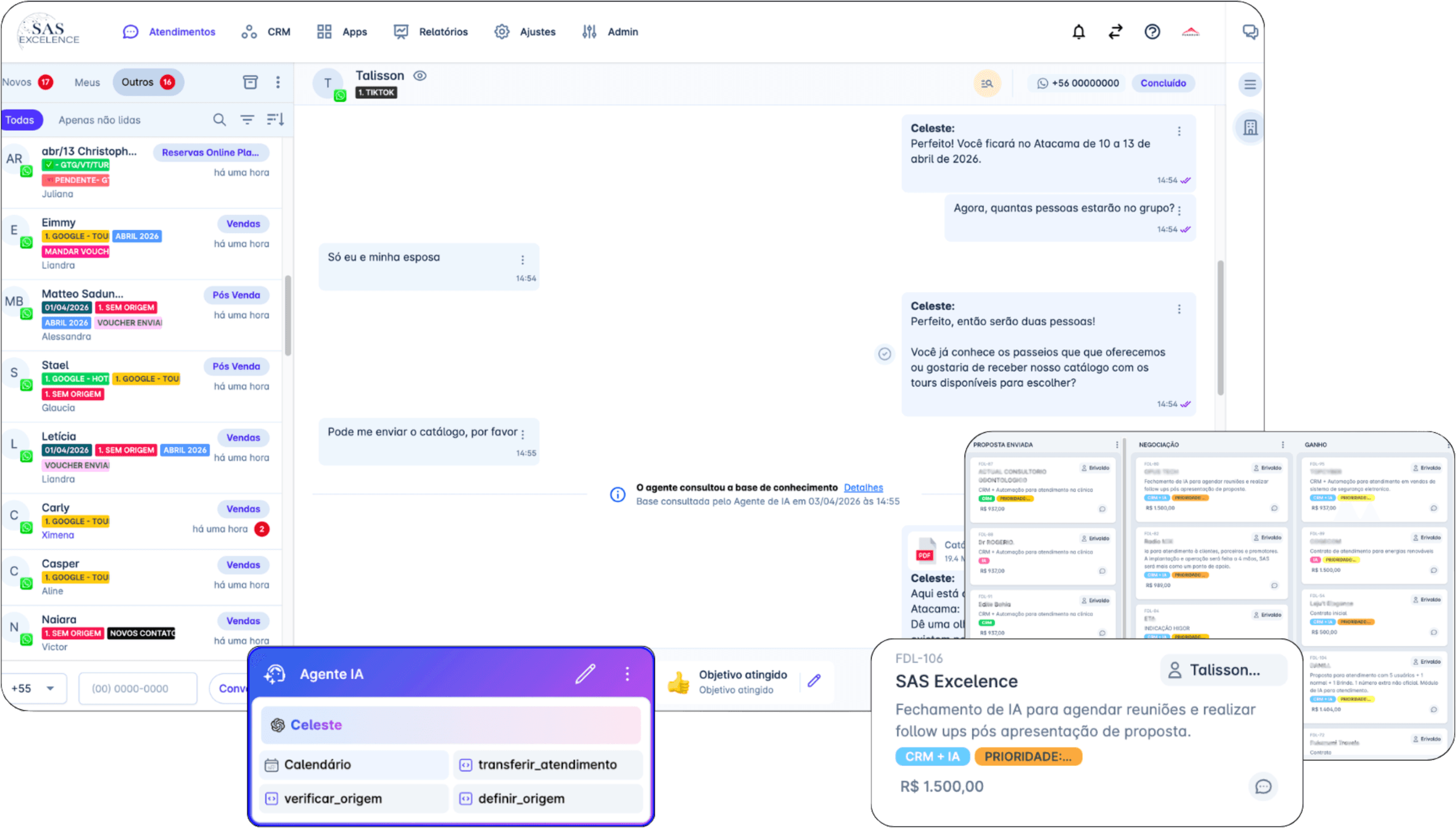Plataforma SAS Excelence — Hub de atendimento com agentes de IA